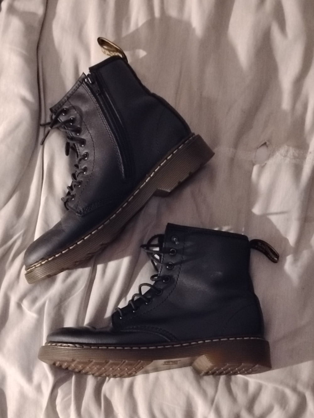 Dr. Martens Junior 1460 Lace Up Boots With Convenient Side Zipper